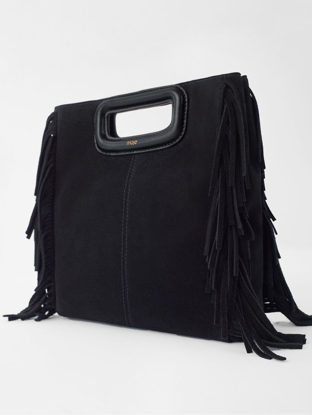 Maje M Bag in Black Suede Leather NWTA